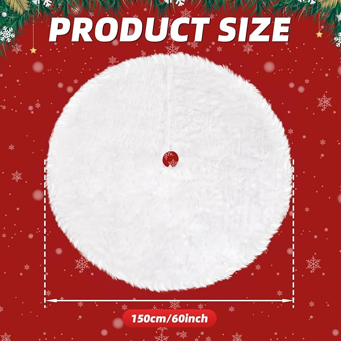 Christmas Tree Skirt 60 Inch, Faux Fur Tree Skirt for Christmas Decorations