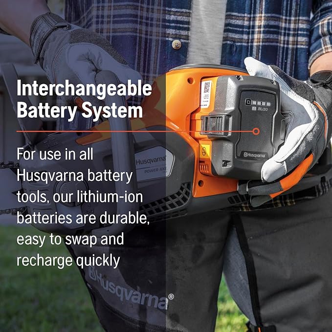 Husqvarna Power Axe 350i Cordless Electric Chainsaw, 18 Inch Chainsaw with Brushless Motor and Quiet Superior Cutting Power, 40V Lithium-Ion 7.5 Ah Battery and Charger Included. 970601202