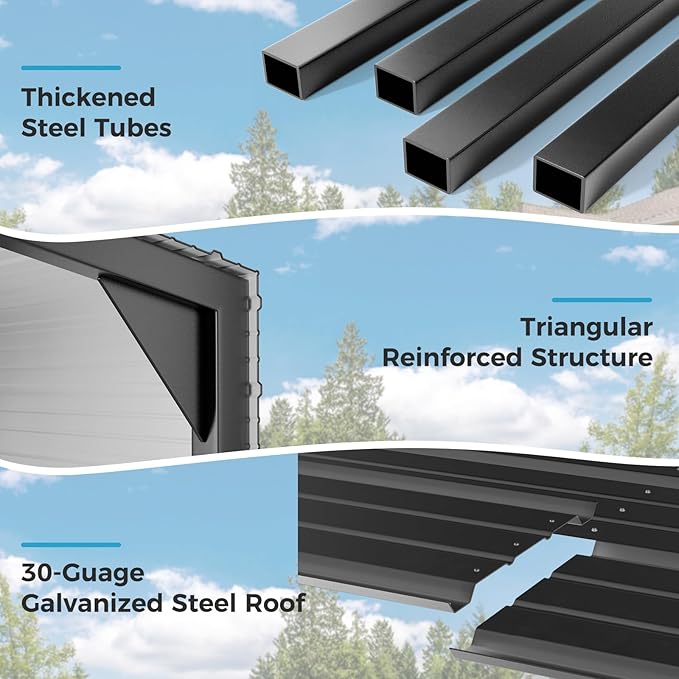 12×20 FT Heavy Duty Carport, Metal Carports with Galvanized Steel Frame and Leak-Proof Roof All Metal Carport Garage, Strong Snow Bearing Car Shelter for Cars,Trucks, Boats, Tractors