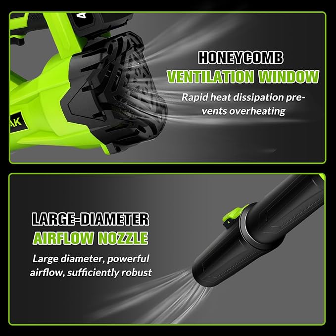 KEPEAK Leaf Blower Cordless, 650CFM & 6 Speed Levels, Electric Cordless Leaf Blower with 2 x 21V 4.0Ah Battery Powered, Blowers for Lawn Care, Yard, Blowing Leaves, Dust, Snow