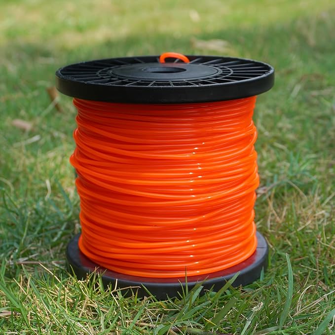 Grass Strimmer Line 328ft .095'' Round String Trimmer Line 2.4mm Replacement Spool Nylon Material for Trimming Lawn Weeds Grass, Orange Color