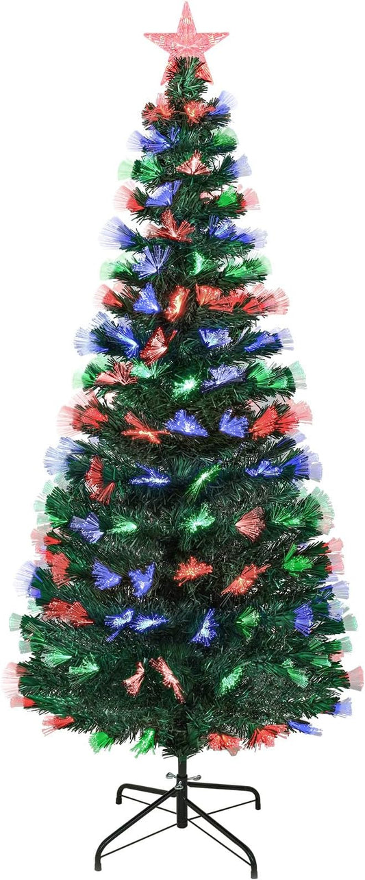 Uten 3 Color Fiber Optic Christmas Tree, 4 FT Pre-Lit Artificial Xmas Tree, PVC Material 125 Tips for Holiday Home Decor Indoor, Easy Assembly for Office, Decoration
