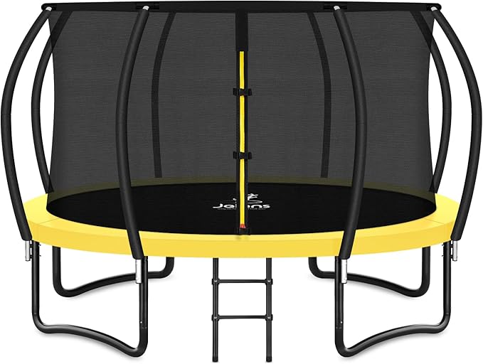 Trampoline 8FT 10FT 12FT 14FT 15FT 16FT, Recreational Trampolines with Enclosure Net and Ladder, Outdoor Anti-Rust Trampolines for Kids and Adults, ASTM Approved
