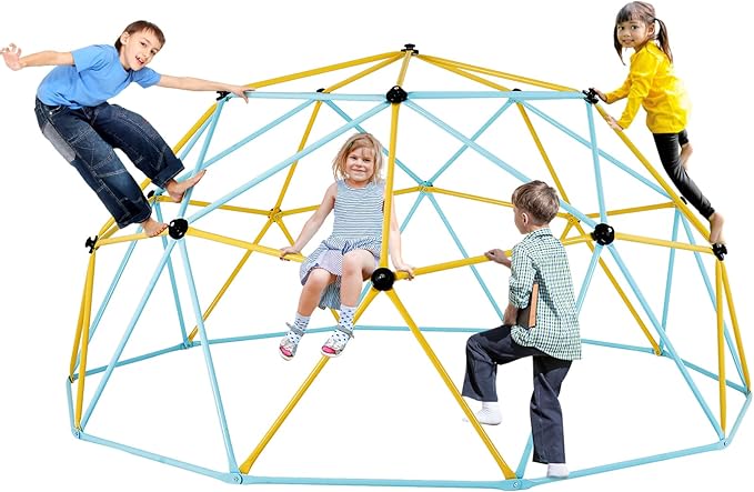 VEVOR Climbing Dome, 10FT Jungle Gym Play Center for Kids 3 to 10 Years Old, Geometric Dome Climber Supports 750LBS and Easy Assembly, with Climbing Grip, Outdoor Backyard Play Equipment for Kids