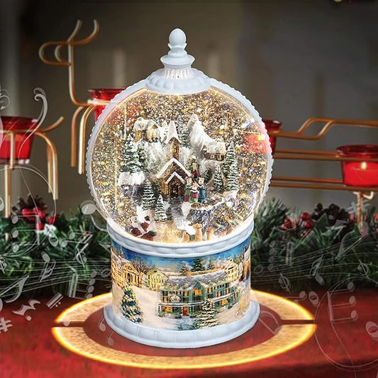 10.2 Inch High Large Size Christmas Snow Globes,Large Size Glitter Globe,6H Timer Musical Box with 8 Christmas Songs