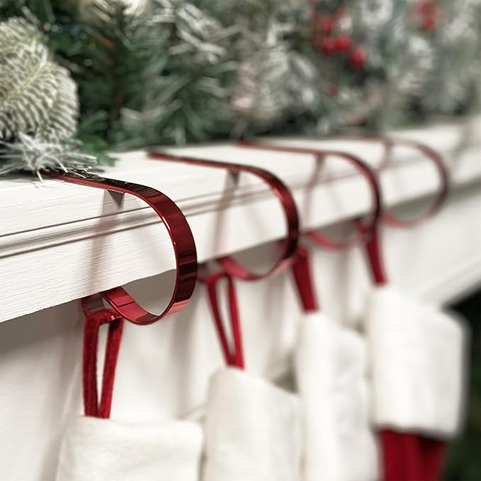Haute Decor The Original MantleClip Stocking Holder - 4 Pack (Magenta Rose) - Hang Christmas Stockings Safely and Securely