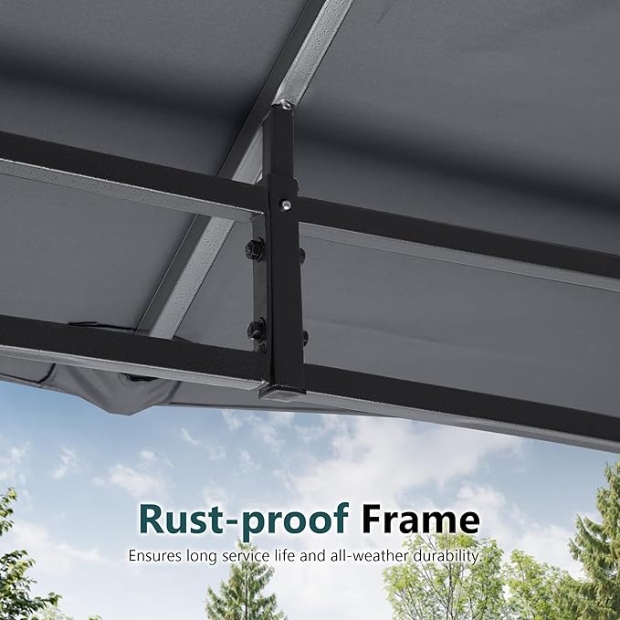 MASTERCANOPY Outdoor Garden Gazebo for Patios with Stable Steel Frame and Netting Walls (10x12,Dark Gray)