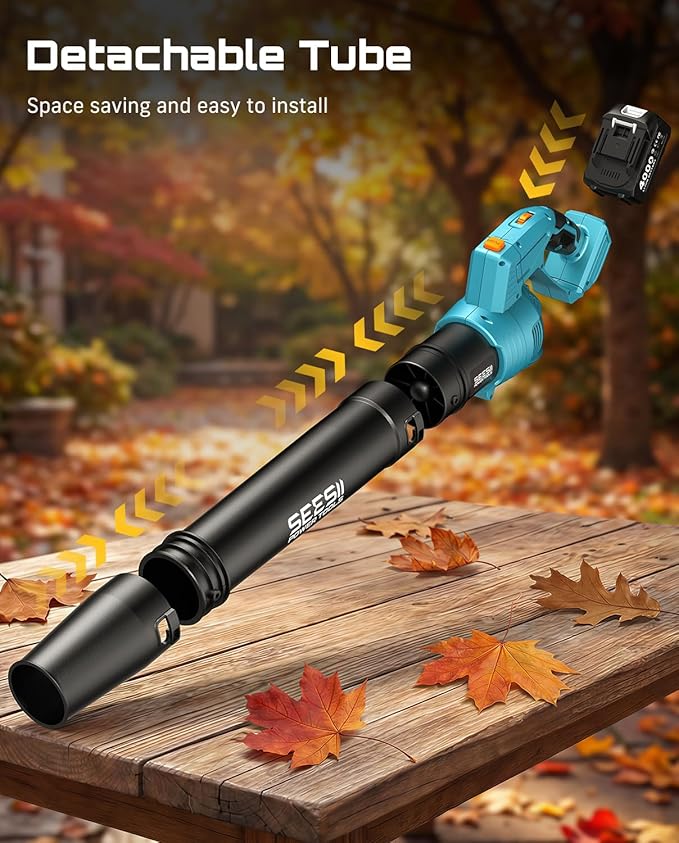SEESII Leaf Blower Cordless, Rotated 180¡Æ Electric Leaf Blower with 2 * 4.0Ah Batteries and Charger, 550CFM 150MPH Lightweight Blower with 5 Speed Mode for Lawn Care, Yard, Patio & Outdoor Use