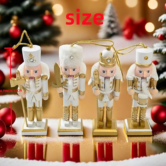 12 PCS Christmas Nutcracker Ornament Set, 4.7Inch Nutcrackers Tree Ornaments Set, Nutcracker Figures with Opening Mouths Christmas Decorations for Xmas Tree, Table Decor