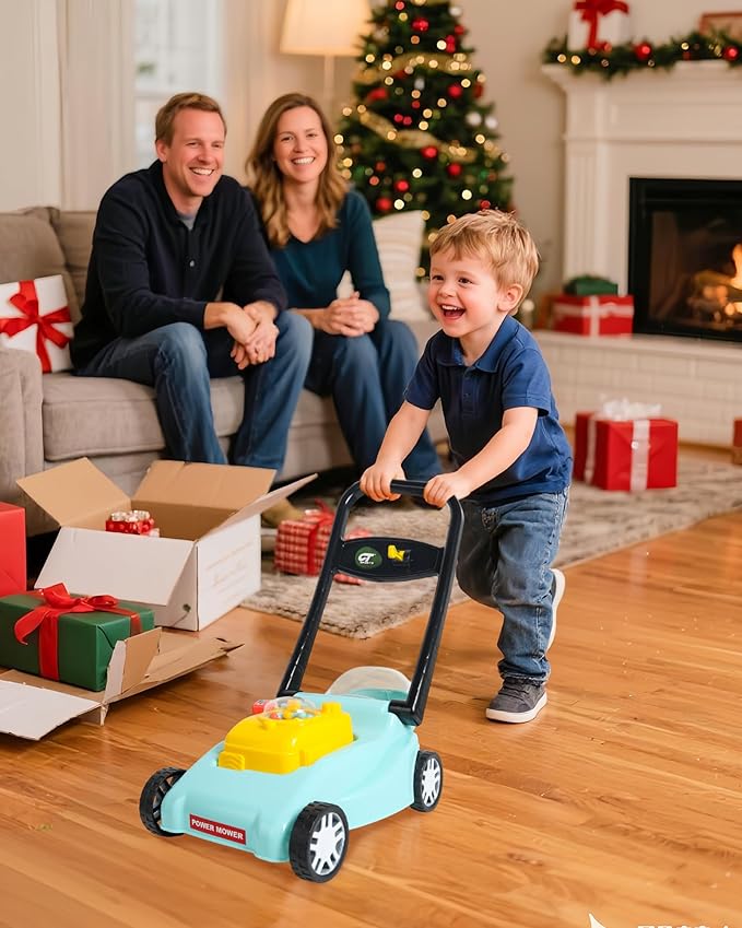 Kids Lawn Mower with Realistic Grass-Cutting Action and Sounds – No Batteries Required | Fun Outdoor Push Toy, Birthday Gift & Holiday Present for 3, 4, 5, 6, 7, 8 Year Old Boys and Girls (Blue)