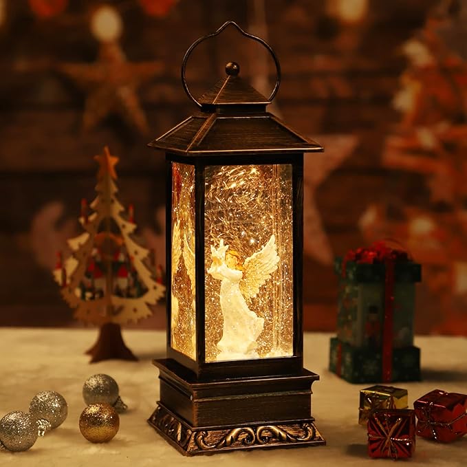 Christmas Music Snow Globe, Lighted Angel Water Lantern,Mothers Day Angel Gift for Mom from Daughters and Son, Glittering Christmas Decorations,Home Decor and Home Gifts