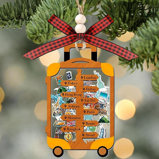 Tesuivra Personalized Christmas Ornaments 2025 - World Globe Traveler Ornament for Christmas Tree Travel Adventures Vacation Gifts Holiday Decoration