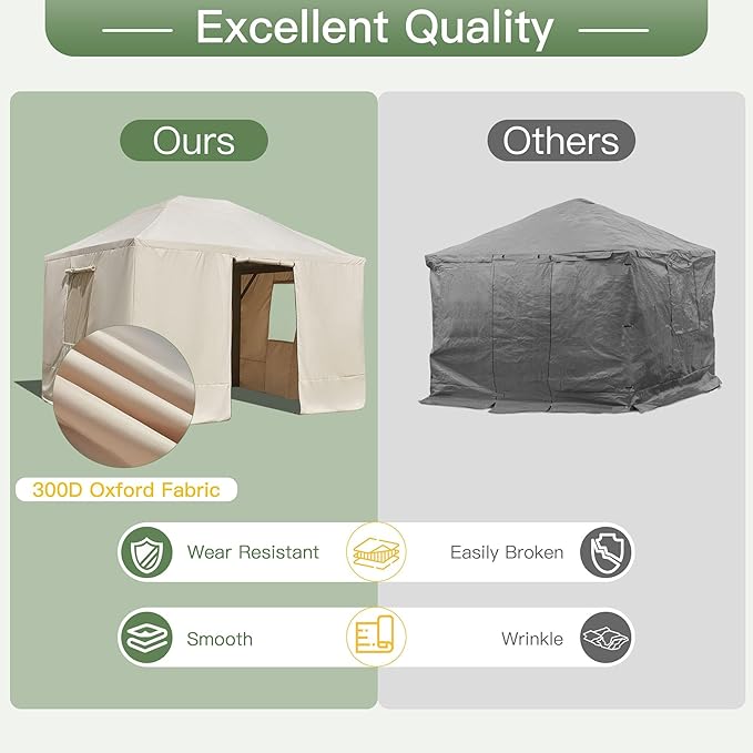 MELLCOM Winter Gazebo Cover for 10×12 Hardtop Gazebo, with Mesh Screens and Doors and Windows, Accessories for All Seasons