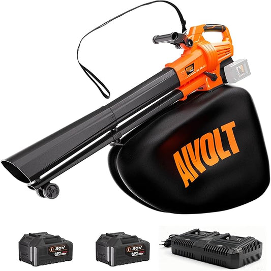 AIVOLT 40V Cordless Leaf Blower and Vacuum Mulcher Combo, Leaf Vacuum Cordless with 40L Bag, Brushless Motor, 2 * 4.0Ah Batteries for Effortless Lawn Cleanup