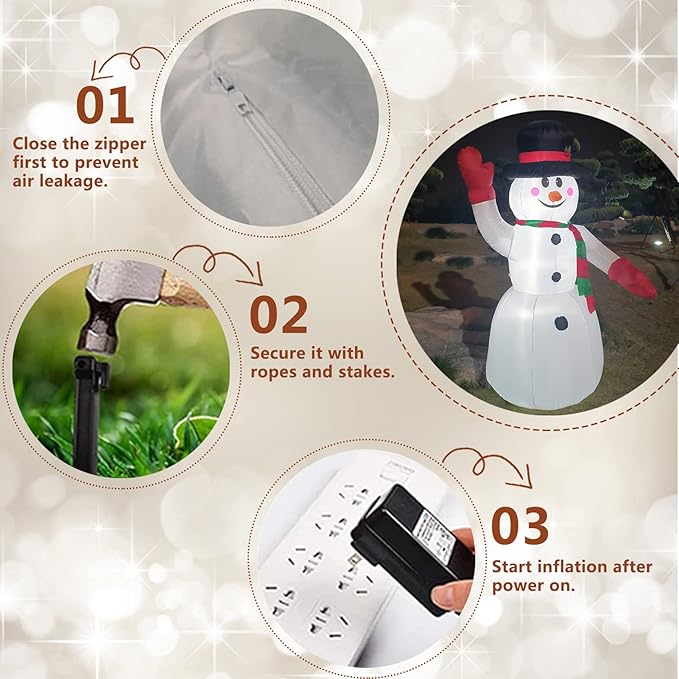 DearSun 8FT H Christmas Inflatable Gentleman Snowman with Build-in LED Lights, Blow up Snowman Inflatable Outdoor Decorations Large Party Yard Decoration