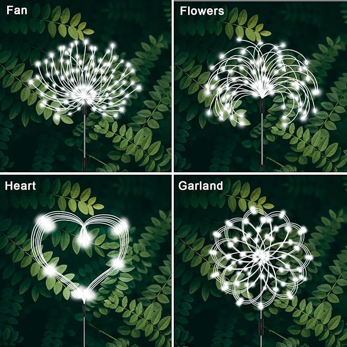 Solar Garden Lights, Firework Light Outdoor 5 Pack 120 LED Solar Waterproof Decorative Starburst Lights Landscape Lamp 18 Hours Working Time, Decor for Courtyard Garden Christmas Party(Cool White)