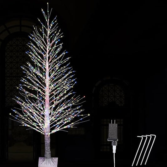 7FT Lighted Birch Tree 1000 LED Multicolor Light with Twinkle Lights, Twinkling or Steady Function for Selected, LED Christmas Tree with Lights for Indoor Outdoor Christmas Decoration