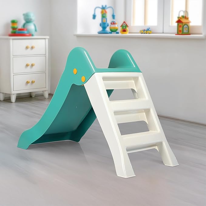 Dolu My First Garden Slide Kids Indoor Outdoor Playground Play Equipment, Durable Plastic Climber Step Toy, Ages 2 to 6, Green/White
