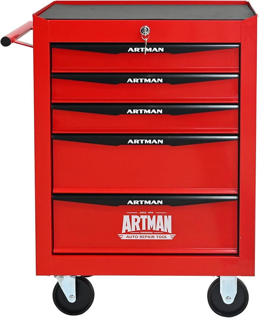 RYH 5 Drawers Rolling Tool Chest - Heavy Duty Mobile Tool Cart with Locking Wheels & Ball Bearing Drawers, ?30.5 H x 20.9 W x 13 D Garage Tool Storage Cabinet (Red, 5 Drawers)