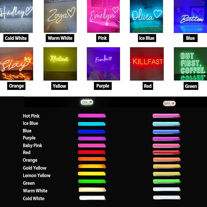 Personalized Neon Signs, LED Customized Neon Sign for Wall Decor, Battery Operated Personalized Dimmable Neon Name Signs, Large Custom LED Light for Bedroom Wedding Party Bar Business Birthday Gift