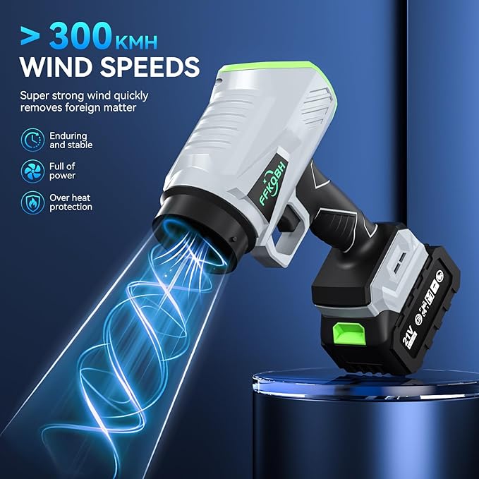 Leaf Blower Cordless with High Power,with Battery and Charger£¬Extended Nozzle, Lightweight Handheld Design, Leaf Blower for Patio Cleaning,car Blowing Water,Lawn Care (No Battery)
