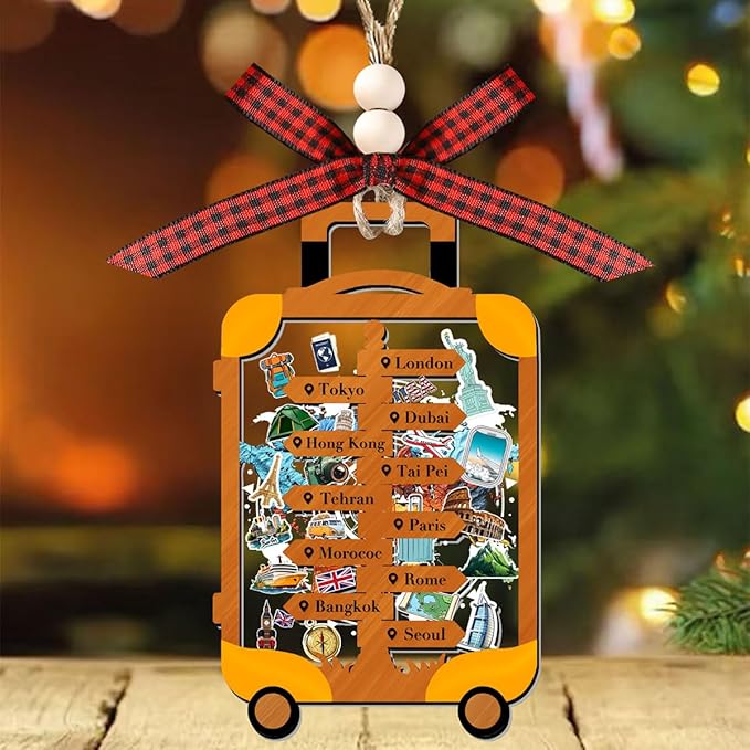 Tesuivra Personalized Christmas Ornaments 2025 - World Globe Traveler Ornament for Christmas Tree Travel Adventures Vacation Gifts Holiday Decoration