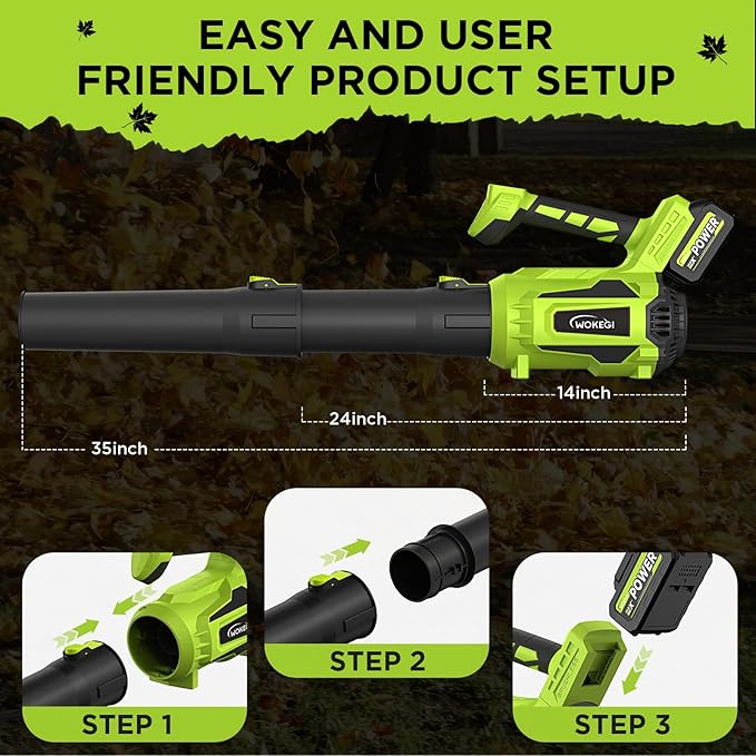 Leaf Blower Cordless, 580CFM Lightweight & Powerful Electric Handheld with 5+1 Speed Modes, Includes 2 Batteries & Fast Charger Kit for Lawn, Patio, Dust, Leaves, Car Drying and Light Snow