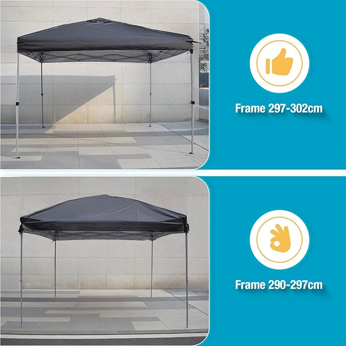 10x10 Canopy Replacement Top Cover with Air Vents for ez up Pop up Canopy Gazebo Tent, with Adjustable Strap, Waterproof & Anti-UV for Outdoor Shade (Frame Not Included) (Black)