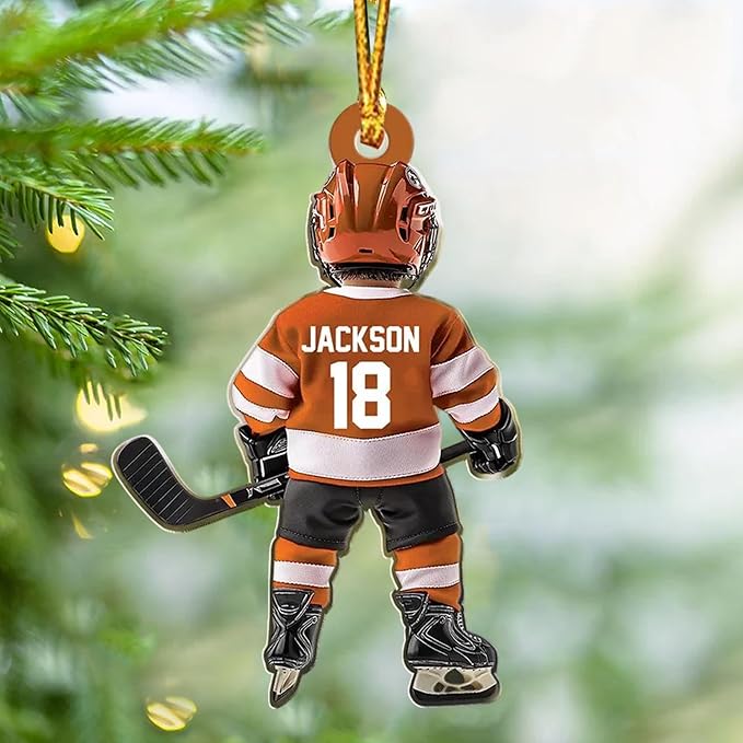 Custom Hockey Player Christmas Ornament 2025, Personalized Ice Hockey Players Ornaments, Custom Name and Number, Sport Lovers Gifts, Christmas Tree Decoration 2