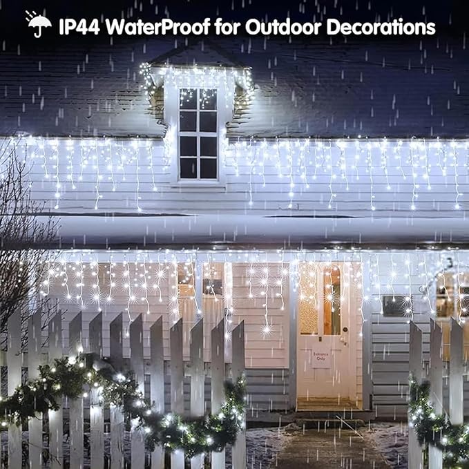 320LED Solar Christmas Lights Outdoor Waterproof Christmas Decorations Lights 29.5ft 60 Drops,8 Modes Solar Powered Rechargeable Fairy Lights for Party, Holiday,Wedding Decorations (Cool White)