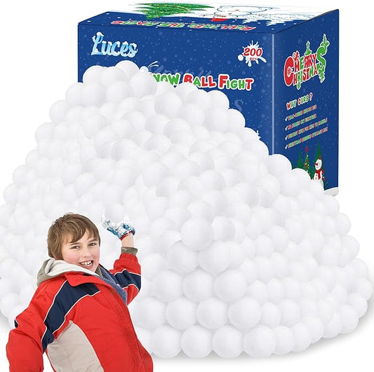 Luces 200 PCS Snow Balls for Fight Indoor, Artificial Indoor Snow Ball Fight Set, Soft Fake White Balls for Toss Game, Parent-Child Interactive Activities Winter Party Supplies