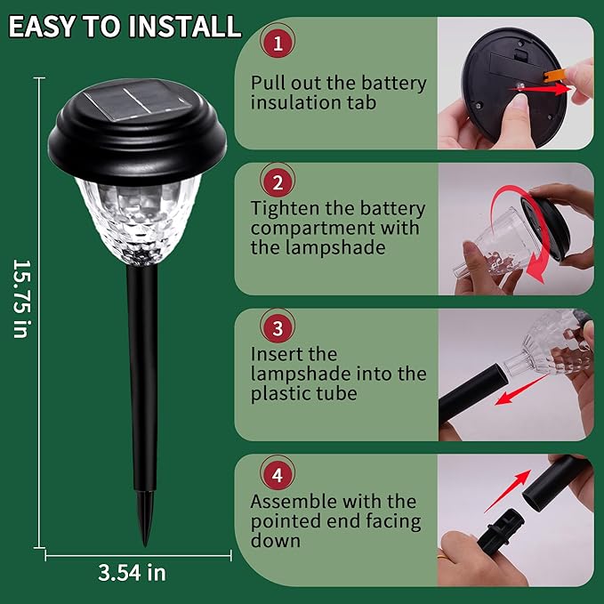 Solar Garden Lights Outdoor, 8 Pack Color Changing LED Pathway Lights Waterproof Solar Powered Landscape Lighting for Yard Patio Walkway Lawn Christmas Decorations