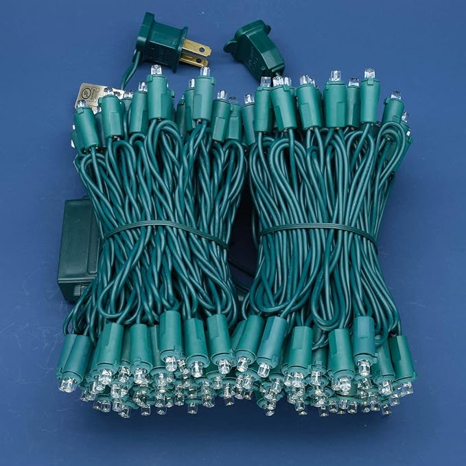 200 Count Warm White Wide Angle LED Christmas Lights, 66 ft Green Wire UL Certified Commercial Grade 5mm Holiday String Light Set (Warm White)