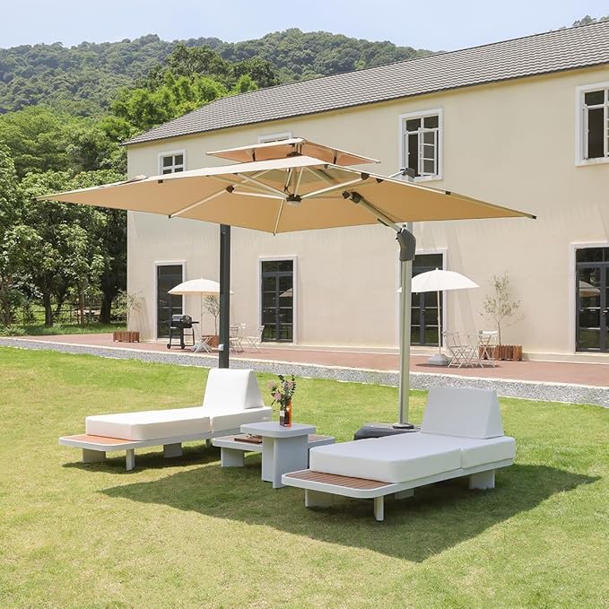 homary Outdoor Modular Sectional Sofa Set, Pool Lounge Chairs 5-Piece Outdoor Patio Conversation Sets with Waterproof Cushion and Coffee Tables（Without Umbrella） for Patio, Balcony, Garden, Pool