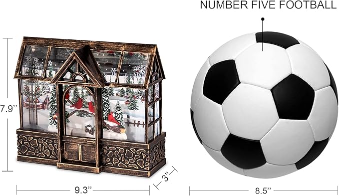 Christmas Lantern Snow Globe, Cardinal Music Box with 8 Songs, 6H Timer Battery Operated & USB Powered Suitable for Christmas Home Decorations Holiday Table Party Decor Gifts
