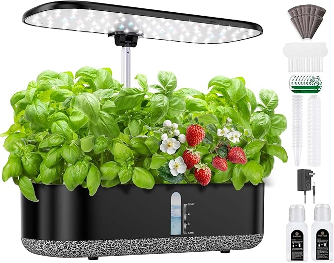 Hydroponics Growing System 14 Pods, Indoor Herb Garden with LED Grow Light, 5L Water Tank, Hydroponic Grow Kit with 3 Auto-Timers, Rotatable Light Panel, Gardening Kit Gifts