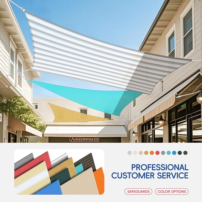 Sun Shade Sail 3'x5' Rectangle Shade Cloth for Garden, Permeable Shade Canopy Outdoor Patio Covers for Pergola Backyard Deck Outside Activity, Beige White Stripe