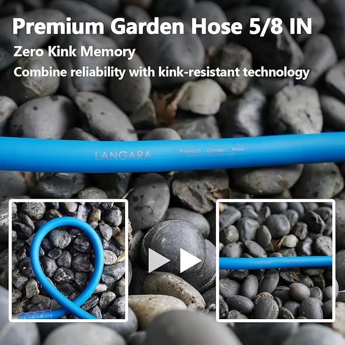 Heavy Duty Premium Garden Hose 125ft x 5/8, 300PSI Working, 1000PSI Burst, Hybrid Rubber Water Hose with Transparent Swivel Handle - Hot/Cold Water - Five Layered Braiding with Brass fittings (Blue)