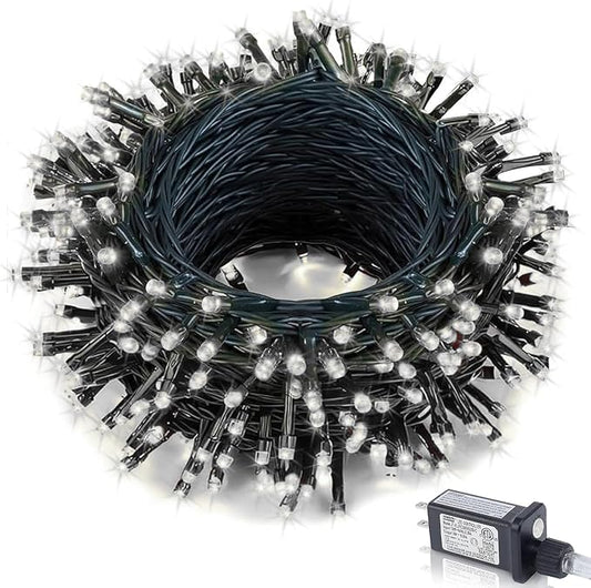100FT 300 LED Christmas String Lights Outdoor Tree Lights Green Wire Twinkle Lights for Bedroom with 8 Modes Memory Function & Timer Plug in Xmas Decorations Holiday Indoor Decor White