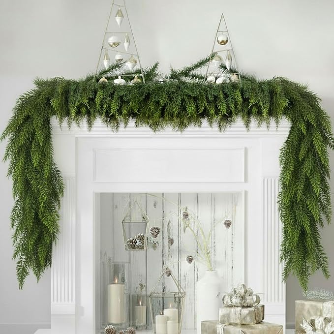 6 FT Christmas Cedar Garland, Artificial Realistic Faux Greenery Pine Garland - Soft Bendable, Lifelike Christmas Decorations for Table, Mantle, Wall, Indoor Outdoor Holiday Party (1 Pcs)