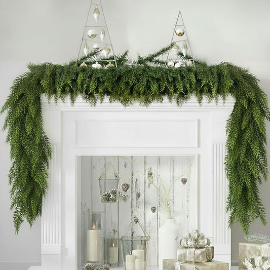 6 FT Christmas Cedar Garland, Artificial Realistic Faux Greenery Pine Garland - Soft Bendable, Lifelike Christmas Decorations for Table, Mantle, Wall, Indoor Outdoor Holiday Party (1 Pcs)