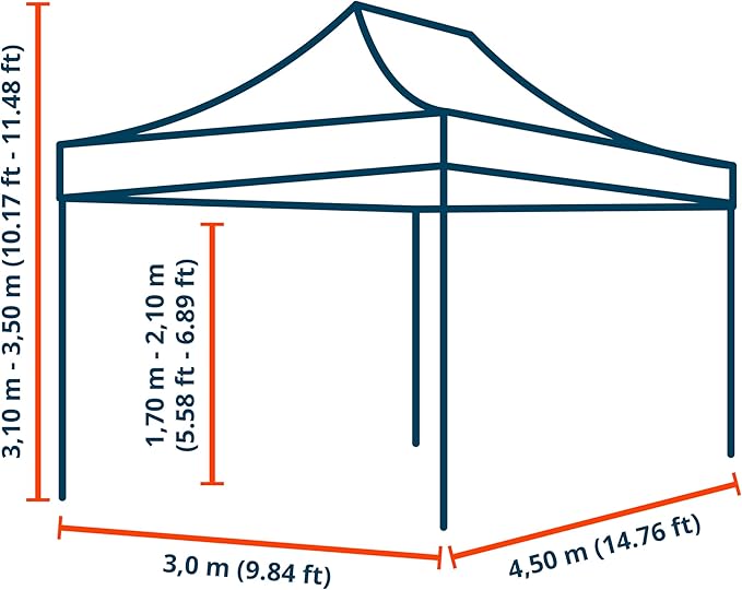 TOOLPORT 10x15 ft PES 800 Pop up canopy PROFESSIONAL Aluminium 1.6 in., Dark Gray