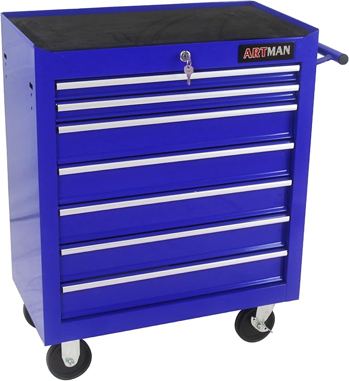RYH 7 Drawers Rolling Tool Chest & Tool Box on Wheels | Heavy Duty Metal Cart with Ball Bearing Drawers | Fits US General Tool Box for Garage Storage (Blue, 7 Drawers£¨29.9 H ¡¿ 24.2 W ¡¿ 12.9 D)