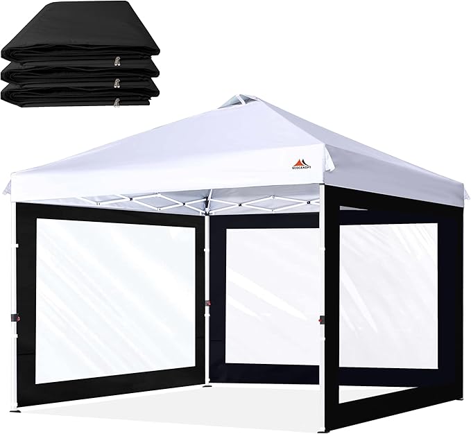 SCOCANOPY Clear Window Sidewall for 10x10 Canopy Frame, 3 Pack Sunwalls Only,(Black)