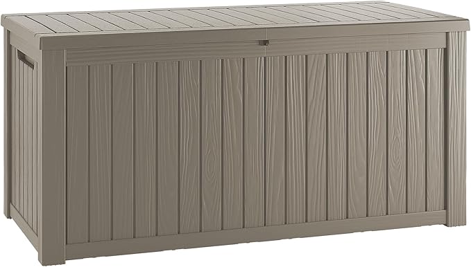 Mersco 150 Gallon Double-Wall Resin Deck Box - Lockable Waterproof Outdoor Storage Box, 1000lbs Capacity & Doubles as Seating for Patio Furniture - Garden Tools, Pool Accessories (Black)