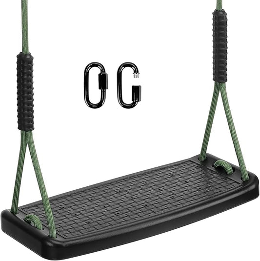 Plastic Swing Set Heavy Duty Replacement,with Adjustable Rope Non-Slip Hanging Tree,Children's Swing Seat Accessories Indoor Outdoor Backyard Playground,Black