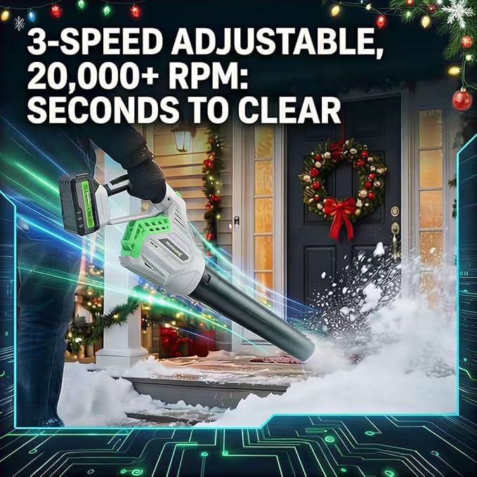 Cordless Leaf Blower with 180¡Æ Rotatable Nozzle & USB-C Charging - No DC Adapter Needed, Includes 2 Batteries for Extended Runtime, Lightweight Handheld for Lawn, Patio, Garage and Truck Bed Cleaning
