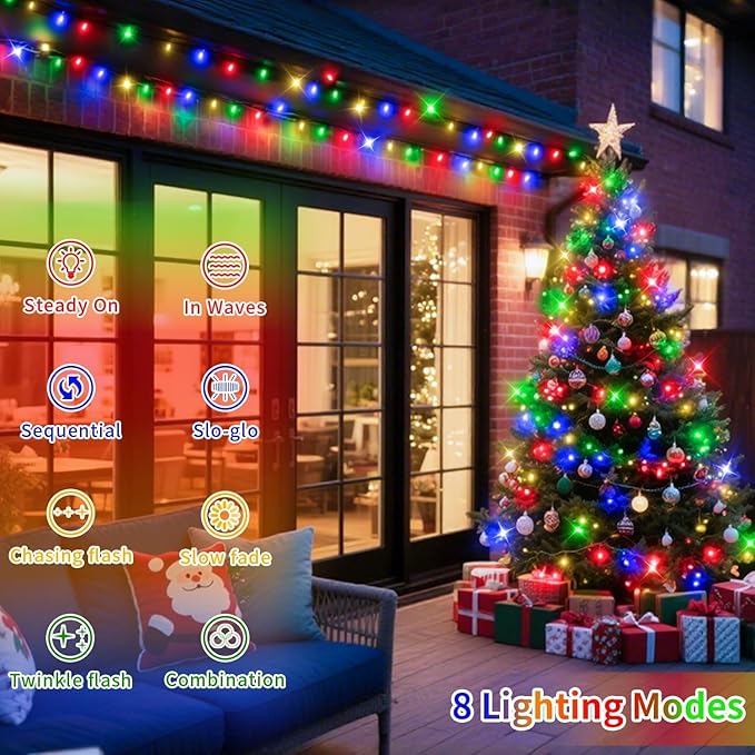 2 Pack 403 FT 1000 LED Christmas Lights Outdoor Fairy Lights Plug in Extra Long Clear Wire String Lights with Remote Timer 8 Modes for Outside House Tree Garden Wedding Party Decorations- Multicolor