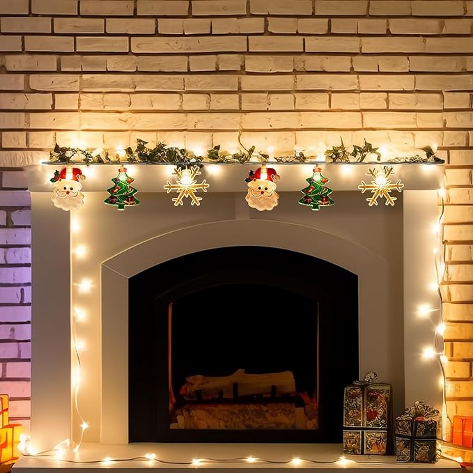 13ft 20 LED Battery Operated Christmas Lights – Xmas Tree, Snowman, Snowflake Twinkling LED String Lights, Waterproof Atmosphere Light for Indoor Outdoor Christmas Decorations, Xmas Home Decor