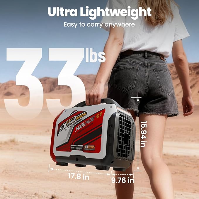 maXpeedingrods 2400 Watt Portable Inverter Generator Gas Powered, Bluetooth? App Remote Data Monitor,Only 33lbs, Compact and Lightweight for Outdoor Camping, Home Use